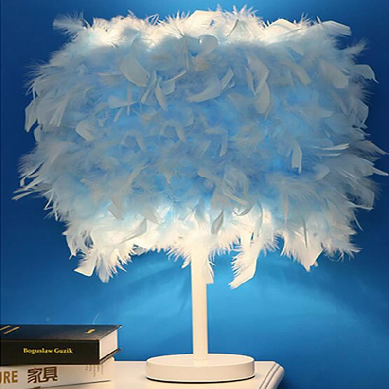 Feimefeiyou modern Creative Feather Lamp e27 Table Lamp for Baby Kids Children Bedroom Droplight Lighting Decor small size Feimefeiyou modern Creative Feather Lamp e27 Table Lamp for Baby Kids Children Bedroom Droplight Lighting Decor small size
