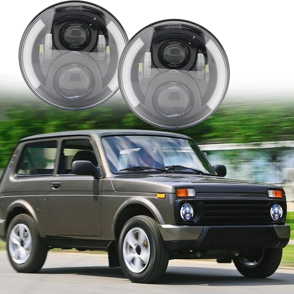 For suzuki samurai 7" DRL LED Headlight with halo Amber Turn Signal