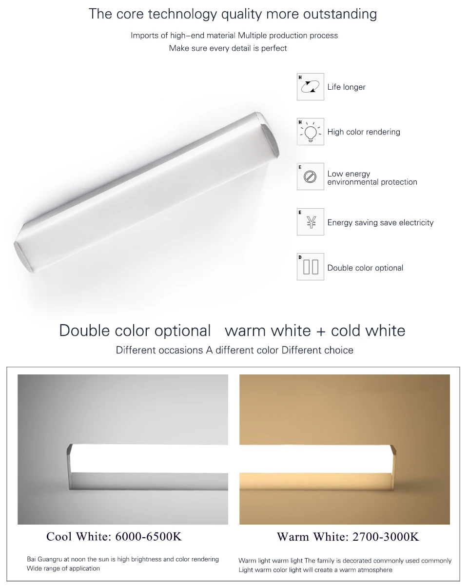 EnwYe Modern LED mirror light 12W 16W 22W waterproof wall lamp fixture AC220V 110V Acrylic wall mounted bathroom lighting 8
