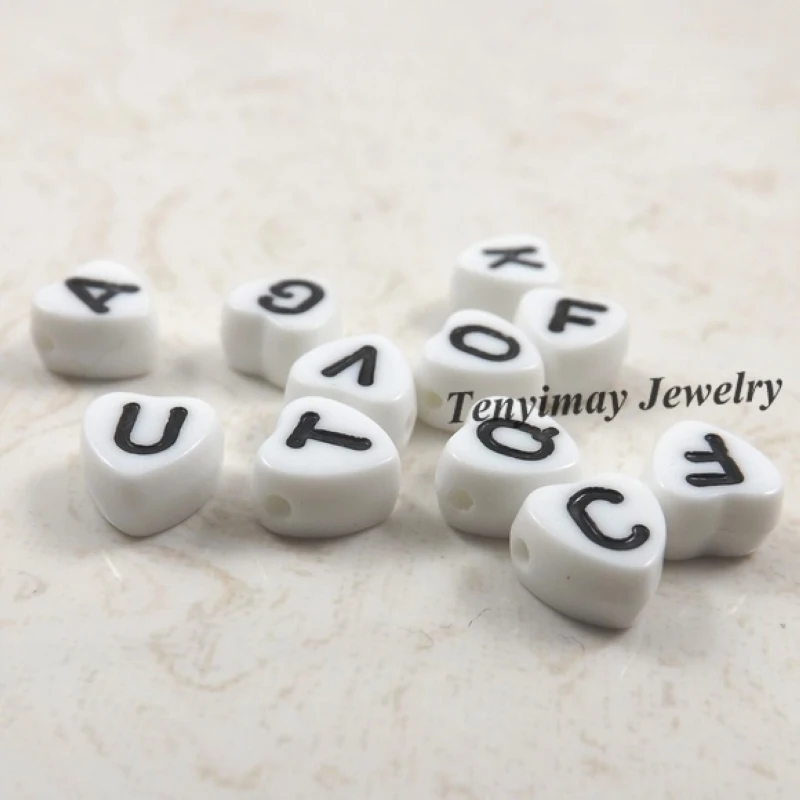 

Heart Shape Alphabet Beads 7x7mm Black Letters Acrylic Beads For DIY Free Shipping