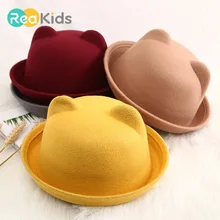 REAKIDS, детские шапки, детская шапка с ушками, летняя шапка, Детская Солнцезащитная шапка для девочек и мальчиков, одноцветная шапка-ведро для детей