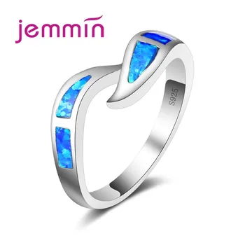 

Top Quality Blue Opal Ring New Design Geometric Rings Hot Sale Fashion Jewelry Romantic Valentine's Day Gift
