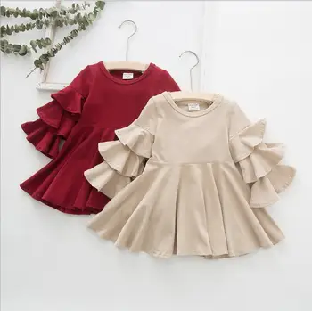 

2019 Korean Style Girls Ruffles Dress Fashion Autumn Girls Dresses 1-6 Years PV873