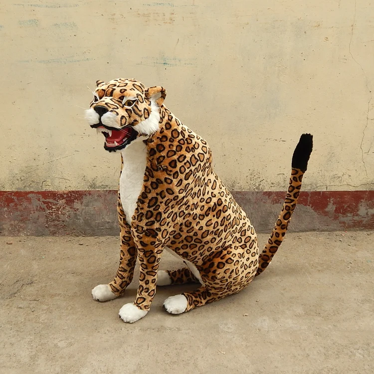 plastic furs squatting leopard large 65x70cm artificial leopard handicraft prop home garden decoration gift d2328
