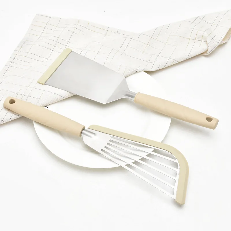 2pcs/lot Kitchen Stainless Steel Cooking Tools Speical Spatula for Non-stick Pan with Handle 2pcs/lot Kitchen Stainless Steel Cooking Tools Speical Spatula for Non-stick Pan with Handle