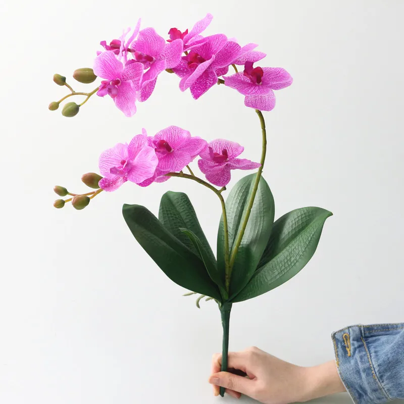 Flone Artificial With Leaves Butterfly Orchid Flower Real Touch Leaves Flowers Simualtion Plants Wedding Home Office Party Decor (12)