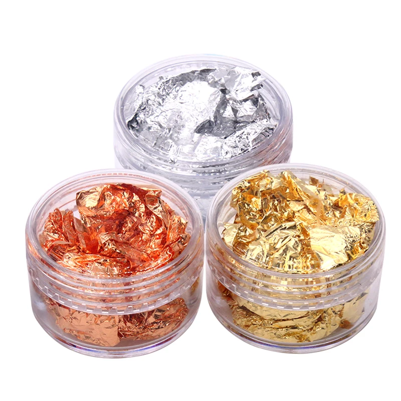 

Imitation Gold Leaf Flakes Copper Flakes for Gliding Arts Nail Decoration Silver Copper Gold Foil Fragments Gold Flakes Craft