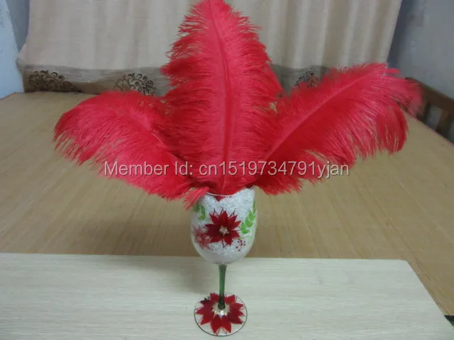 

10pcs/lot 10-12 inches fluffy soft ostrich feathers pure red feather for craft ostrich plumes wedding party decoration 25-30cm