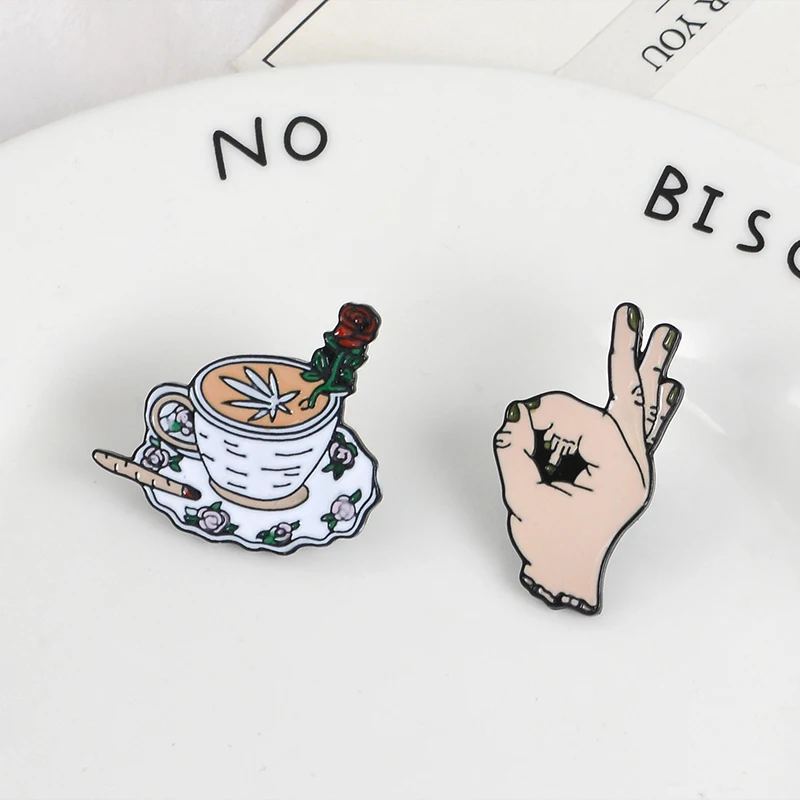 

Coffee pins Middle finger pins FXXK YOU Enamel pins Backpack Bag Hat Leather Jackets Fashion Accessory Men Women