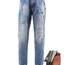 Luckin yoyo Джинсы женские модные рваные синие с высокой талией свободное джинсовое платье женские шаровары брюки бойфренд джинсы для женщин голубые молотые белые рваные джинсовые женские шаровары с высокой талией и с