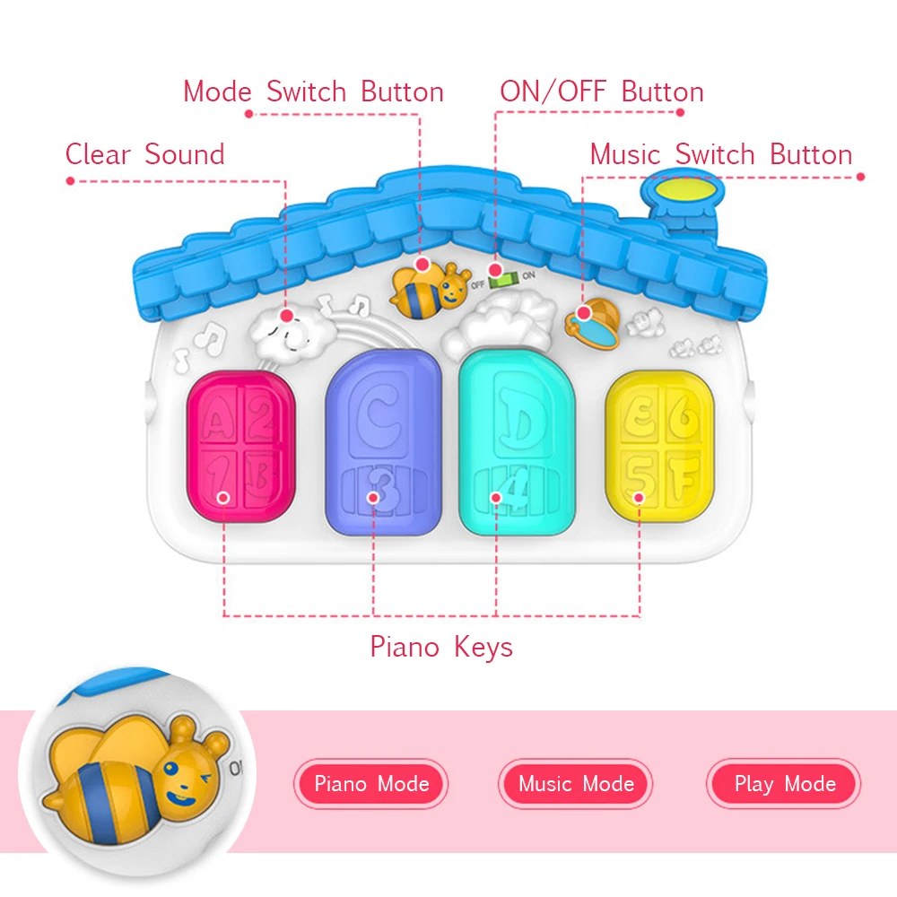 3 12 Months Baby Music Pedal Piano Colorful Entertainment Mat