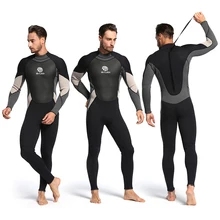 3 мм цельный неопреновый костюм для дайвинга, зимний мужской гидрокостюм с длинным рукавом, гидрокостюм для подводного плавания и подводной охоты