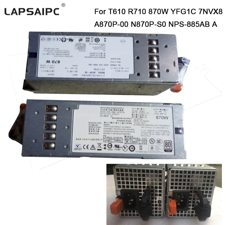Блок питания для сервера Lapsaipc T610 R710 870 Вт YFG1C 7NVX8|Блоки компьютеров| |