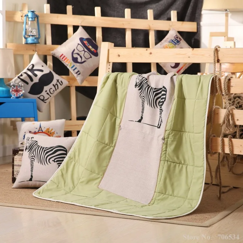 Хлопковое и льняное одеяло на подушку для дома/автомобиля, Подушка на заднюю панель, многоступенчатое украшение, одеяло, складное одеяло, 45*45 см, Мультяшные животные, подушка