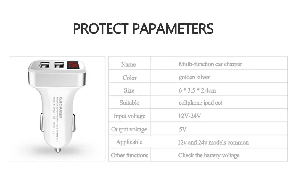 Двойное USB Универсальное автомобильное зарядное устройство 5 V 2.1A Автомобильная диагностика напряжения светодиодный экран автомобильное зарядное устройство для мобильного телефона с дисплеем