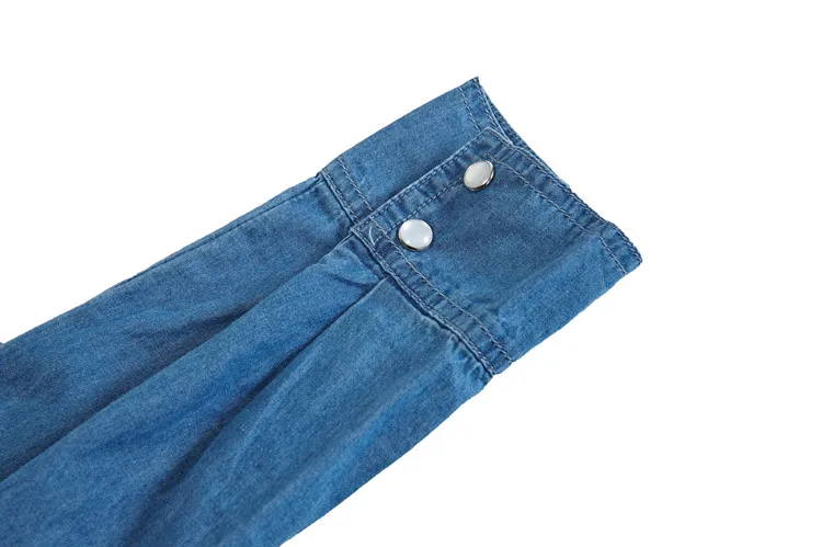 Джинсовые топы Новое поступление длинная рубашка джинсовая женская одежда и блузки небесно-голубого и голубого цвета джинсовые рубашки топ Femme