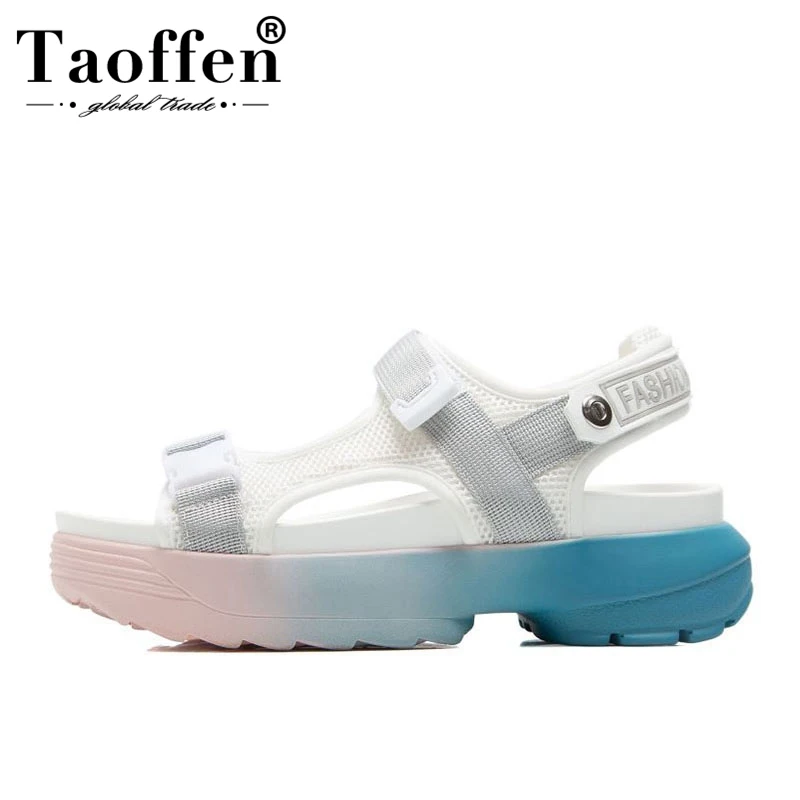 

TAOFFEN Women Sandals Thick Bottom Platform Mesh Shoes Lightweight Comfortable Soft Summer Beach Footwear Women Size 35-40