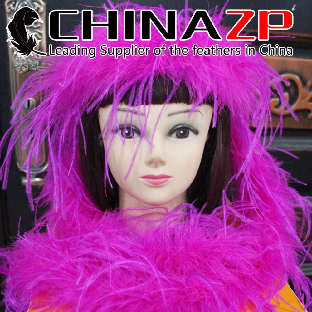 

CHINAZP Wholesale 2yards/lot 35gram High Quality Dyed Hot Pink Ostrich Feather Boas and Scarfs