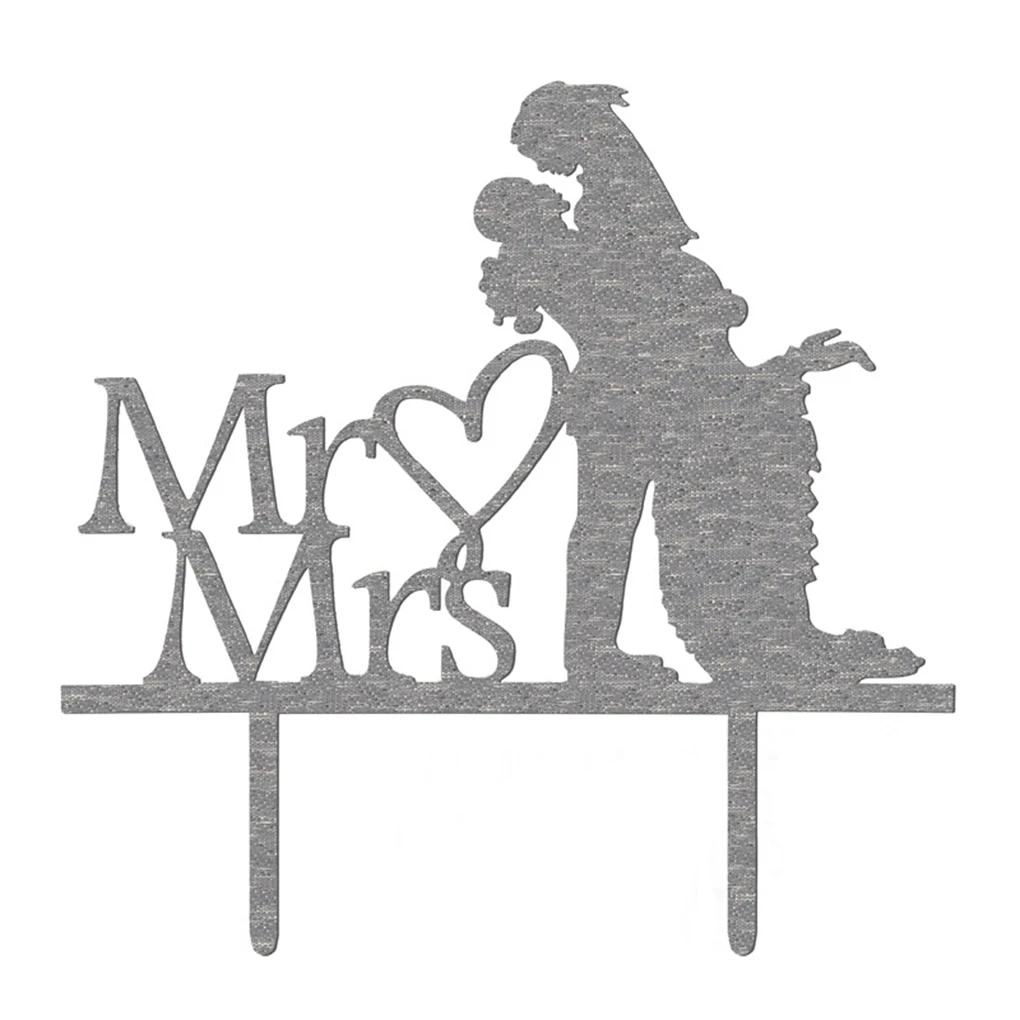 2019 акриловый Mr Mrs Sign Жених сердце силуэт свадебный торт Topper украшение|Товары для