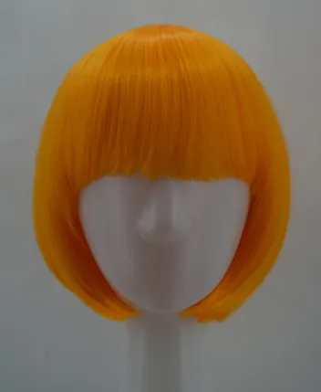 Серебряный парик Fei-Show синтетический жаростойкий студенческий волнистый парик Peruca Pelucas костюм Cos-play мультфильм роль короткие волосы боб - Цвет: Оранжевый