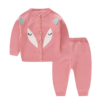 

Baby Infant Knitted Clothes Set Winter Autumn Sweater +Pants Clothing Sets Casual Cartoon Lovely 2Pcs Warm Suits AA12199