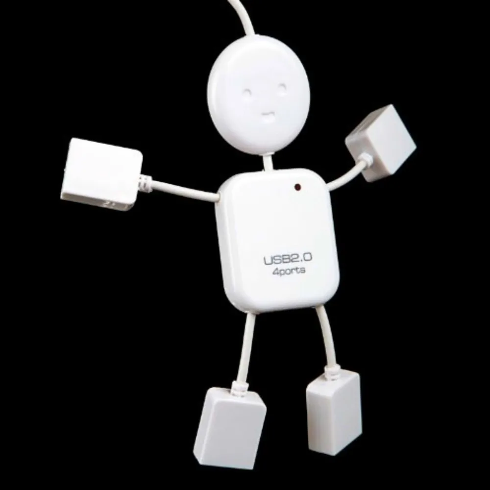 

4 Port USB 2.0 High Speed Hub for PC Laptop Doll Man Design White