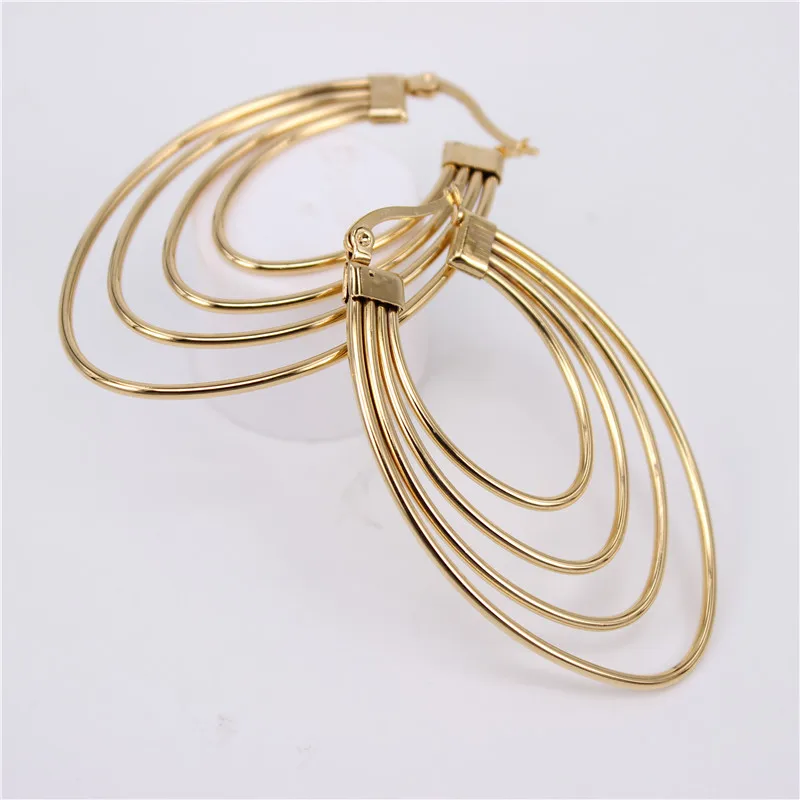 MGUB New design Lightweight stainless steel jewelry gold colors oval Hoop earrings for women LH664