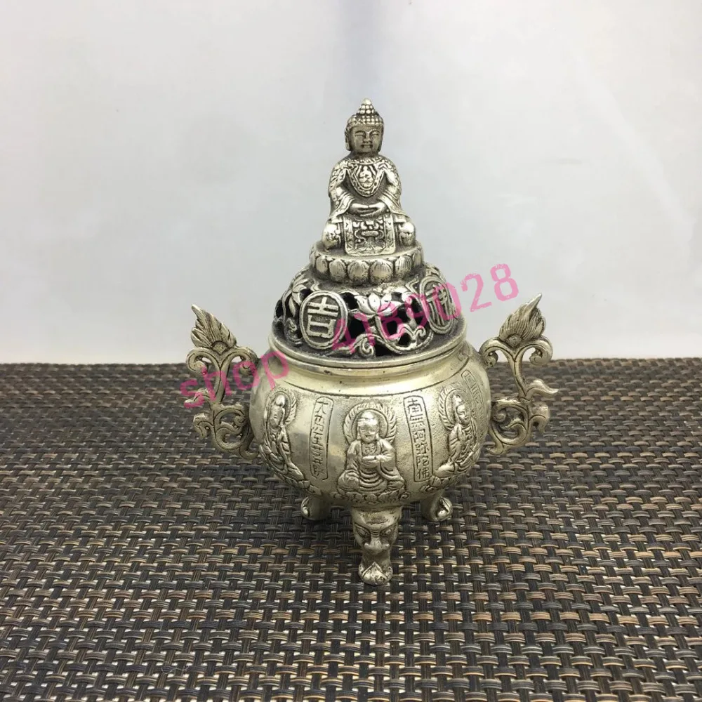 

Pure white copper, Nan no amto Buddha incense burner / incense burner, home / living room decoration crafts, collectibles