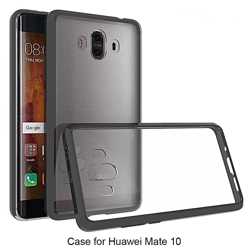 Phone Case For Huawei P9 Mate9 Anti-shock Frame+Acrylic Clear Soft Transparent Mate10 Lite Protective fundas |