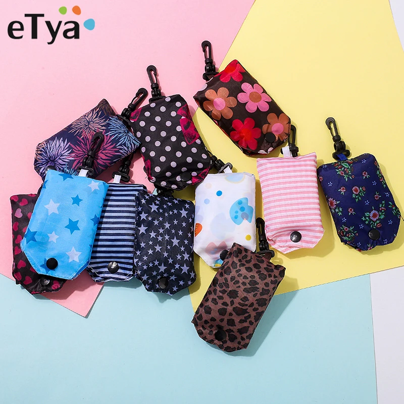 eTya Reusable Foldable Shopping Bag Women Portable Folding Shopper Tote Recycle Storage Pouch Travel Home Organizer Handbag Hot