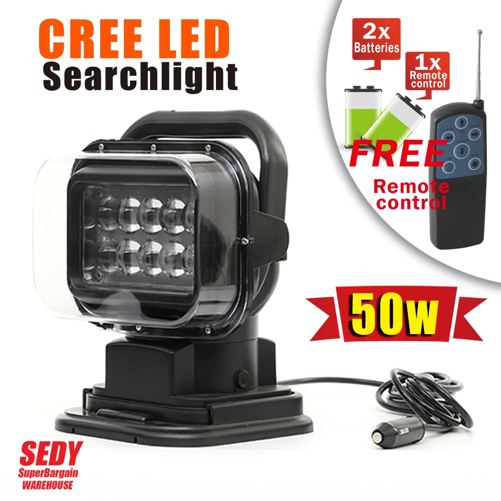 

50W Cree LED Searchlight 360 degree Non-Stop rotating Remote Control Work SpotLight 5315
