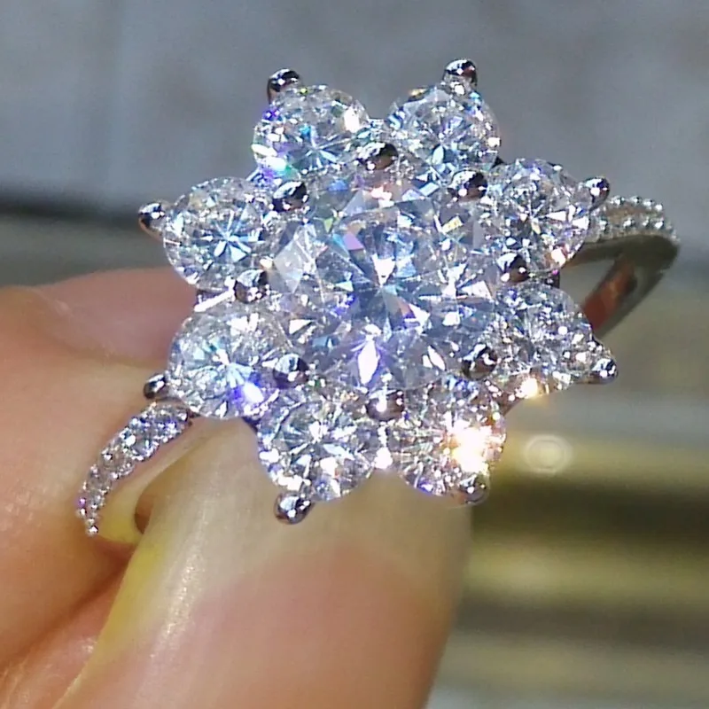 

Choucong Wieck Flower Style 10KT White Gold Filled Simulated stones Wedding Ring Size 5-9 Free shipping Gift