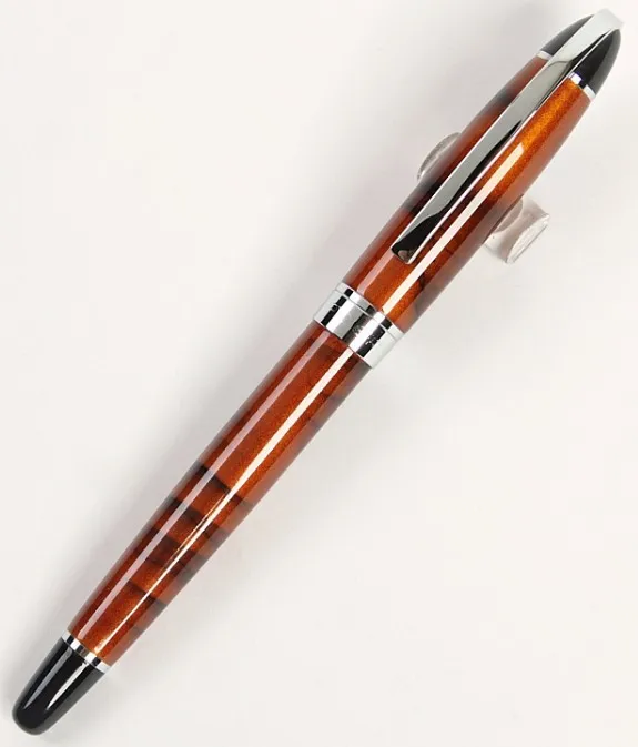 

Baoer 517 Orange and Silver Clip Roller Ball Pen with 0.7mm Black Ink Refill Ballpoint Pens Writing Stationery Free Shipping