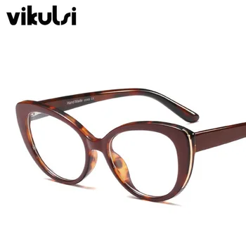 

Fashion Ladies Cat Eye Glasses Frame Brand Designer Vintage Women Tansparent Lens Eyewear Leopard Frame Optical Glasses 2019 New