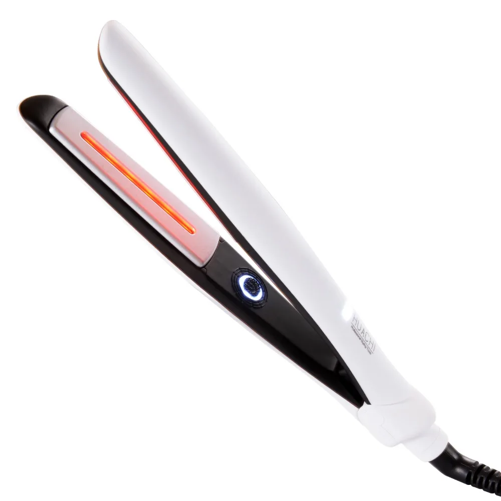 

Infrared Hair Straightener 1 Inch Ceramic Curler Wide Plate White Heating Straightening Curling Flat Iron Hair Styling Tool V189
