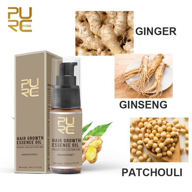 

PURC Ginger Extract Fast Hair Growth Essence Essential Oil Liquid Treatment Anti Preventing Hair Loss Hair Care Products 20ml