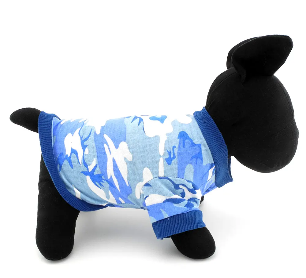 Маленькая летняя одежда для собак и кошек хлопковая камуфляжная Футболка с принтом