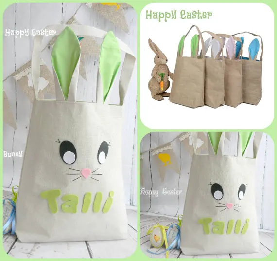 100pcs/lot free shipping Easter burlap bunny basket Cheap Cute Bunny