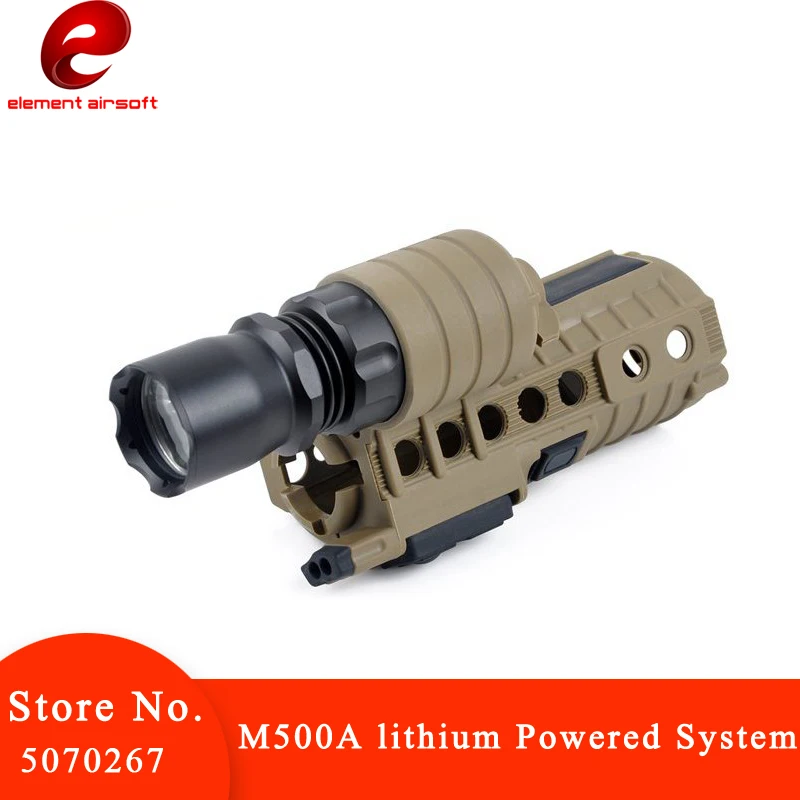 

Element Military M500A Tactical Weapon Light Hunting Flashlight with M4 Handguard Lithium Powered System Weapon Light EX203