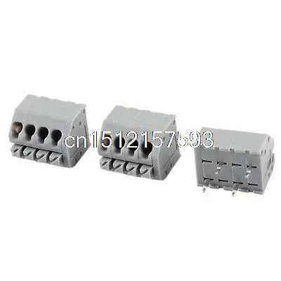 

3 Pieces 3.5mm 4 Pins PCB Mount Screwless Spring Terminal Blocks 400V 2A