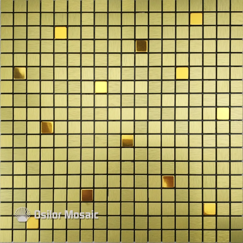 Золото металл мозаика алюминиевые пластиковые пластины мозаика для кухни щитка украшения плитки 2 квадратных метров на много M008