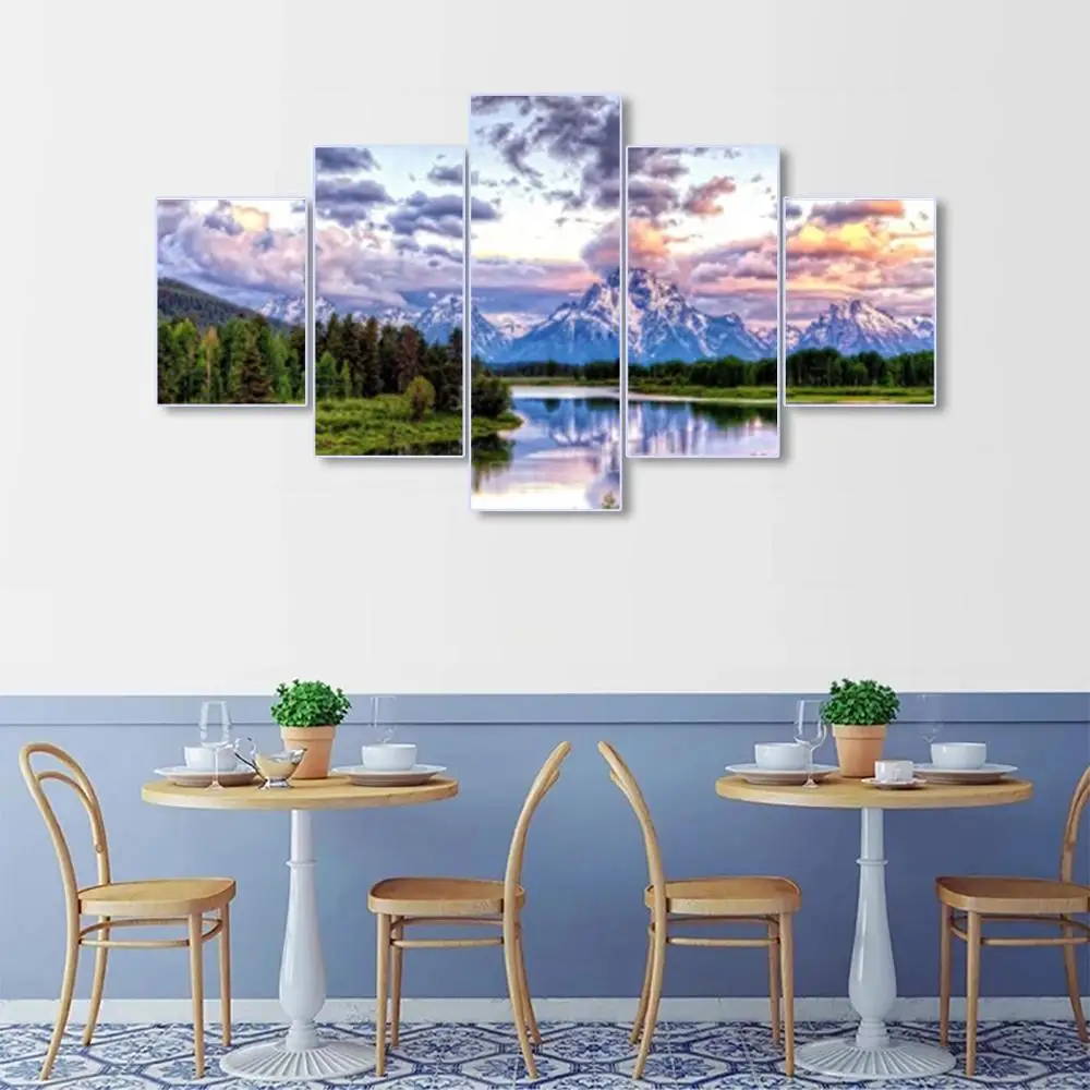 5 Panel Vintage Natural Scenery Posters and Prints Wall Artwork Picture Canvas Painting Home Decoration Living Room Decor | Дом и сад