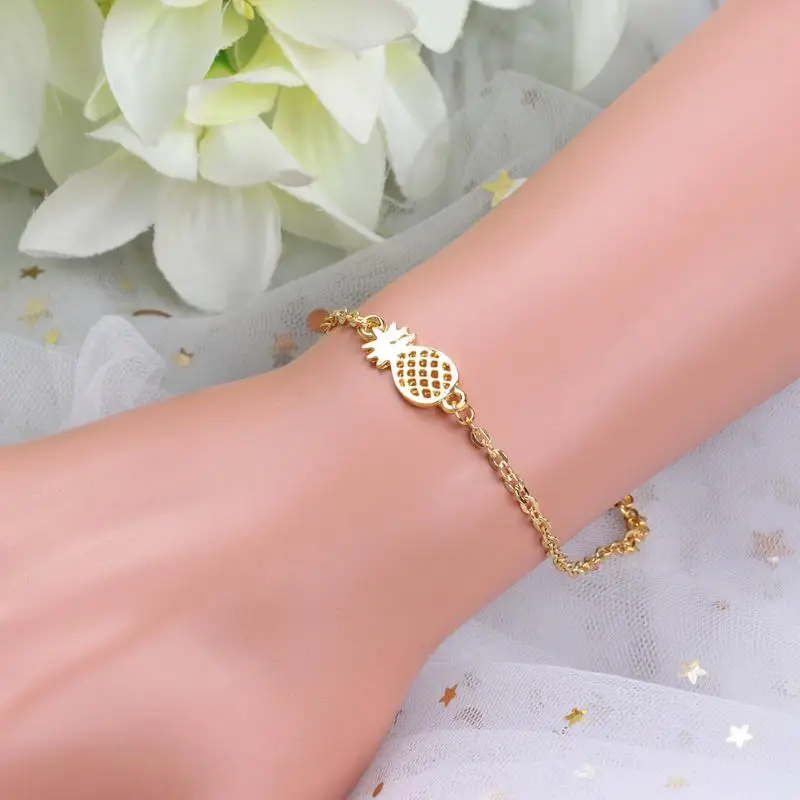 

Pineapple Bracelet For Women Gift Jewelry 2018 Friendship Bracelet Fashion Women Bangle Hollowed Pineapple Strand Chain Bracelet