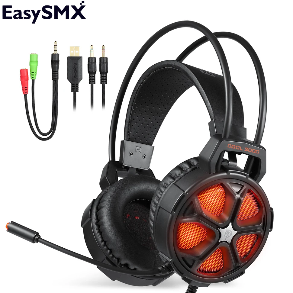 

Gaming Headphone ESM-G291 LED Vibration Wired USB Stereo Gaming Headset Headphones With Mic Noise Cancelling Headphone For PC