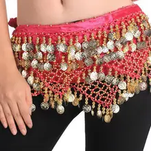 Горячая распродажа! Танец живота Hip Шарфы 320 шт. монеты золото и серебро-fushiya цвета