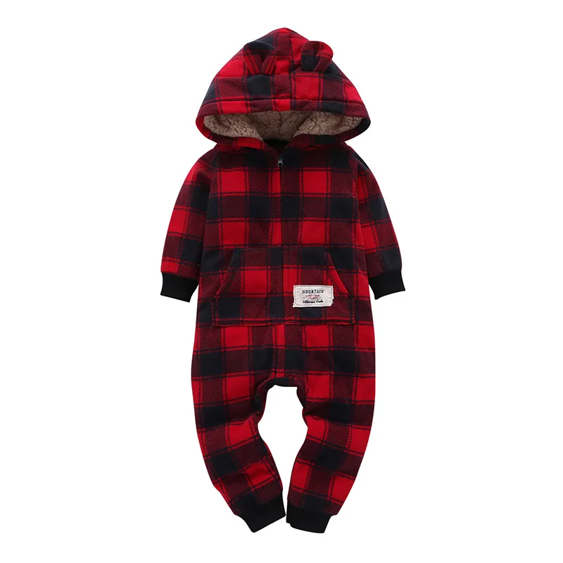 Новая одежда Bebes для новорожденных, цельный флисовый комбинезон с капюшоном, весенний комбинезон с длинными рукавами для маленьких девочек и мальчиков, боди, комбинезон - Цвет: Black