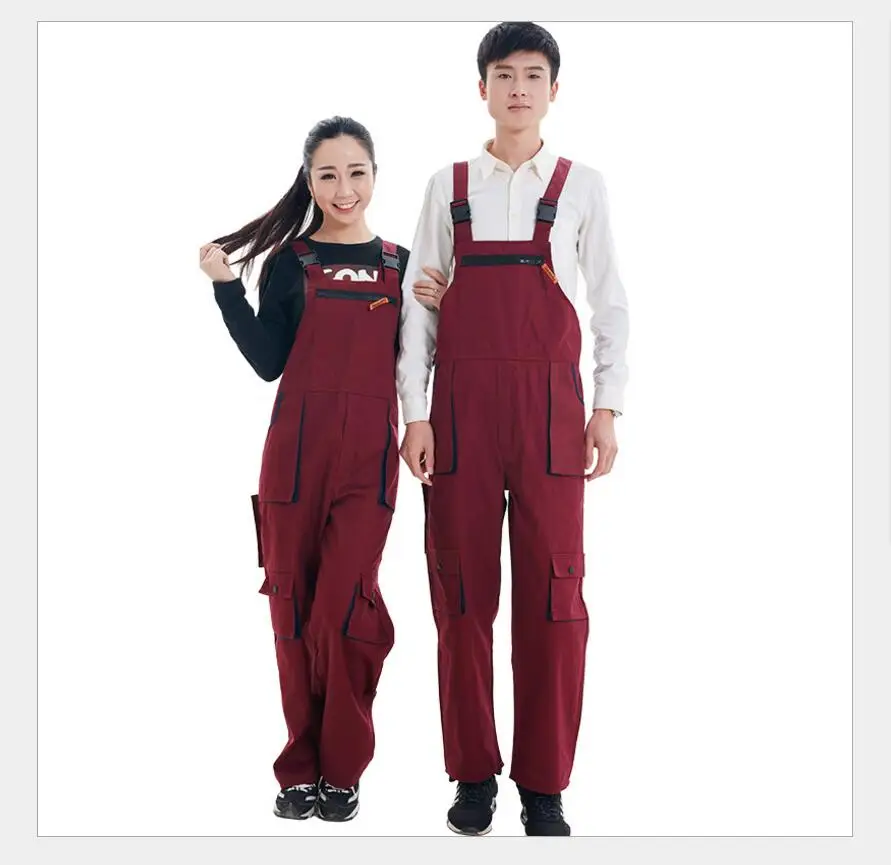Men Women Bib Overalls Work Clothing Protective Coverall Repairman Strap Jumpsuits Working Uniforms Sleeveless Coveralls 4 Color