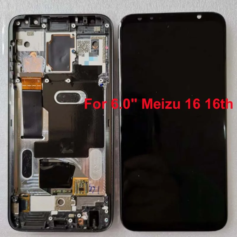 

Original Tested For 6.0" Meizu 16 16th M882Q Super AMOLED LCD Screen Display+Touch Panel Digitizer For Meizu 16 M882H LCD Frame
