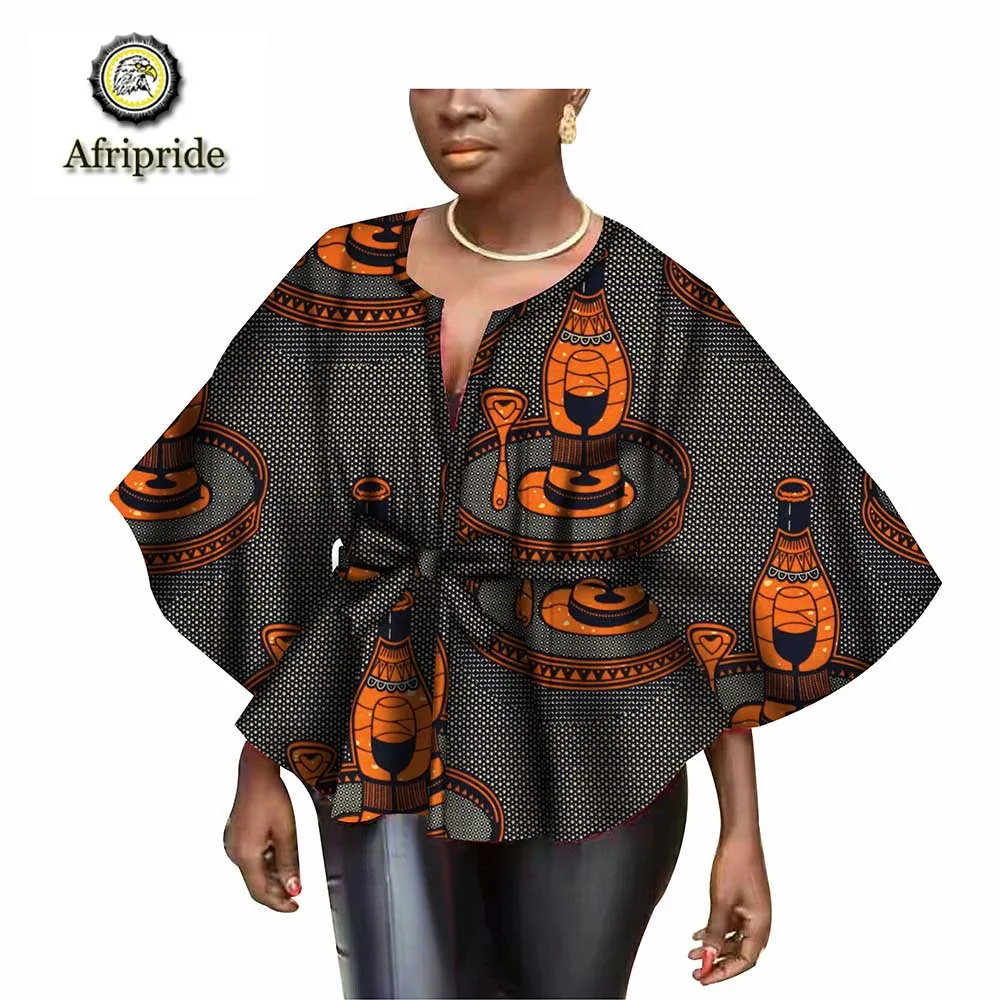 2019 spring african style wax shirt for women AFRIPRIDE tailor made dashiki bazin riche  ankara print pure cotton  S1822007