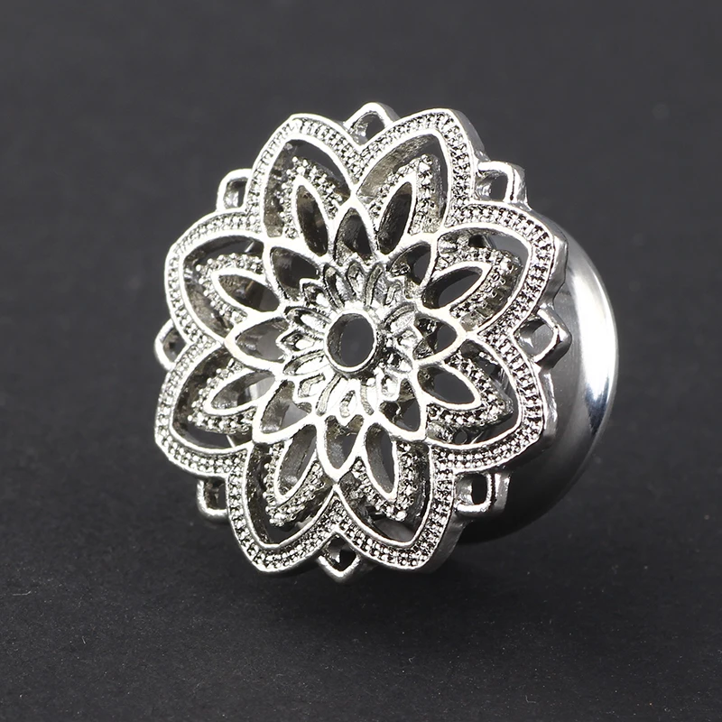 Junlowpy Flared Ear Stretchers Plug and Tunnels Piercing Flower Fit Ear Expander Lots Gauges 5-20mm Stainless Body Jewelry 72pcs